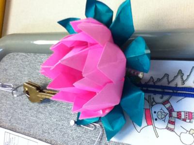Lotus origami with stem